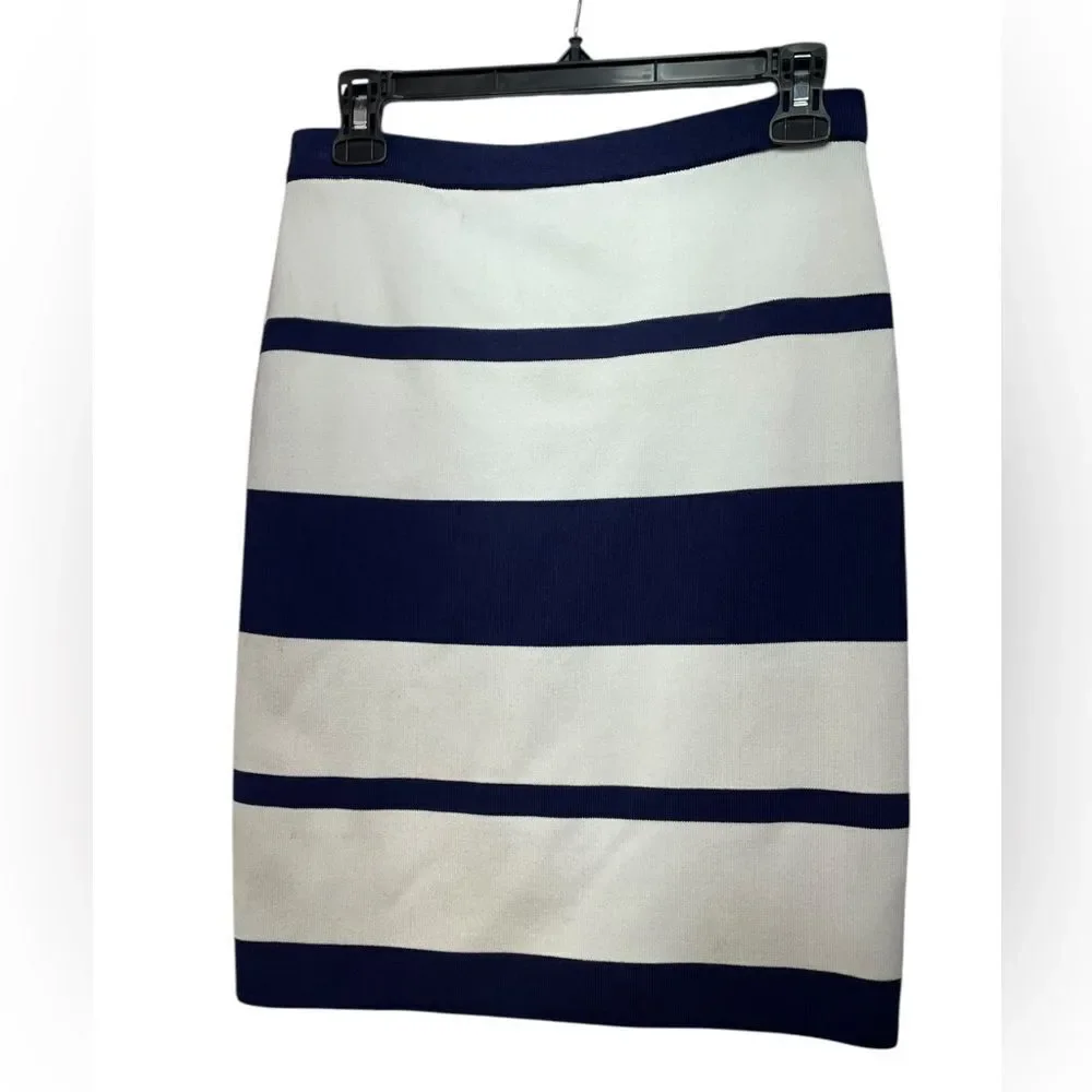 Neiman‎ Marcus Striped Navy/White Pencil Skirt Medium